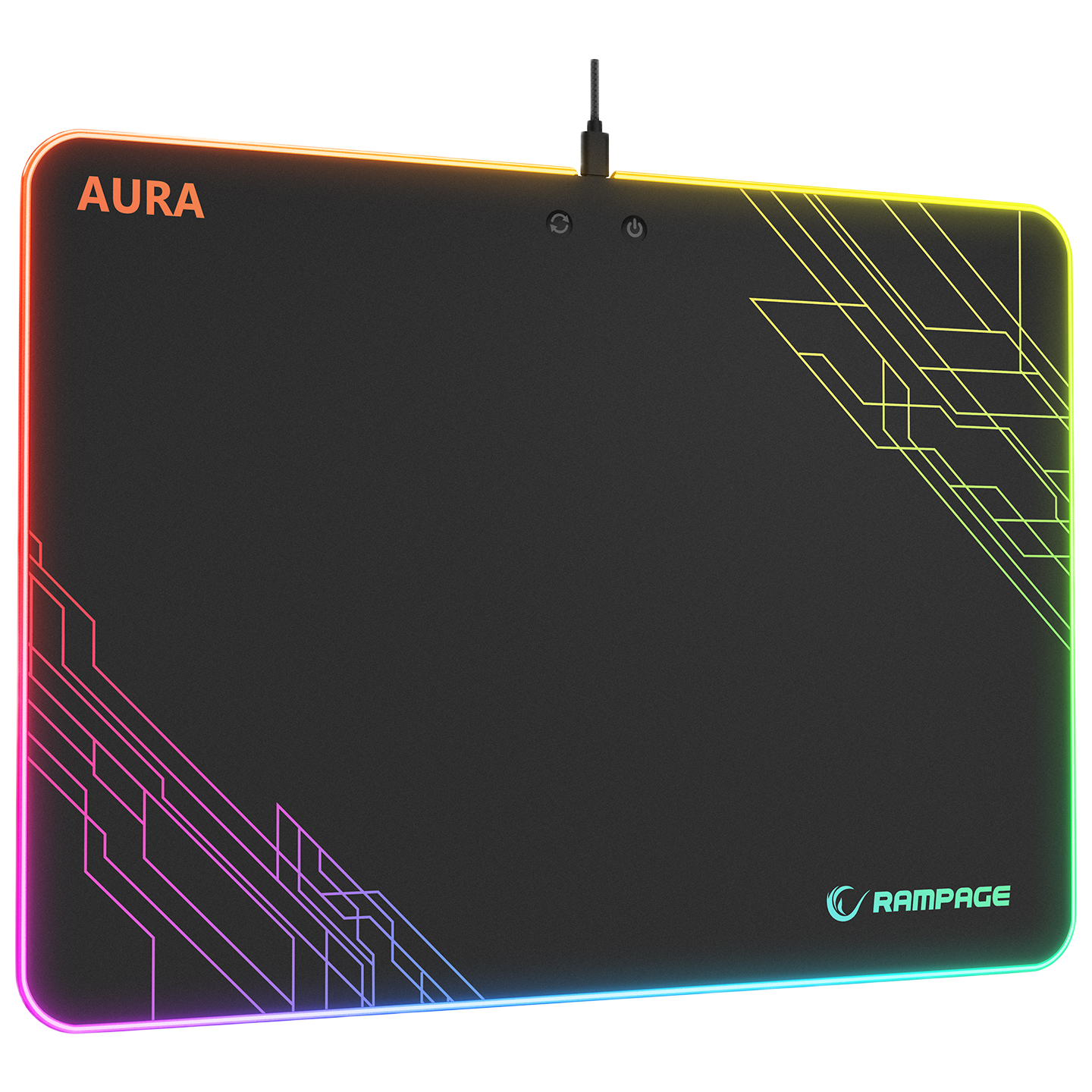 Mousepad Gaming, Rampage MP-13 AURA, Iluminare RGB, 360x260x5mm, Negru