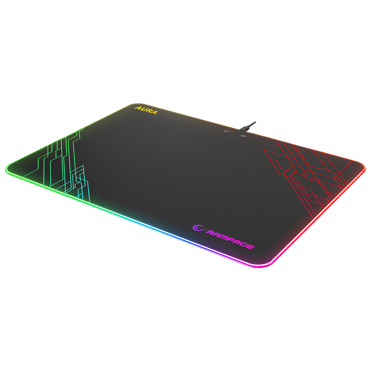 Mousepad Gaming, Rampage MP-13 AURA, Iluminare RGB, 360x260x5mm, Negru