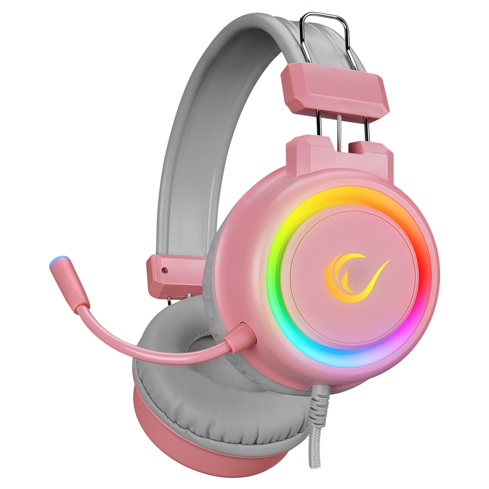 Casti Gaming Rampage SN-R10 ALQUIST, Iluminare RGB, 3.5 mm Jack&USB, Roz