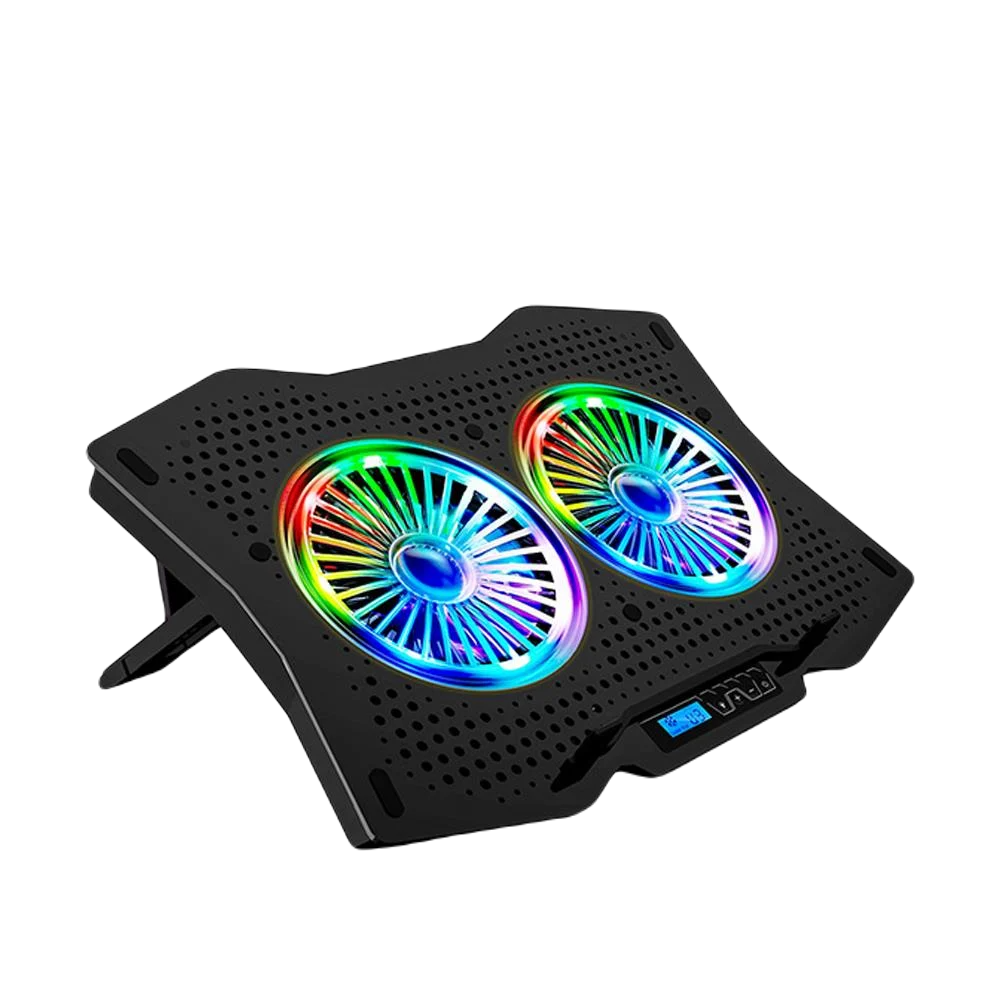 Cooler Laptop AD-RC9 TORNADO, 2 ventilatoare, Iluminare RGB,10-18, Negru