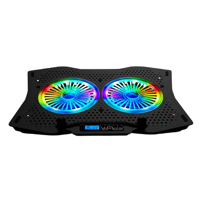 Cooler Laptop AD-RC9 TORNADO, 2 ventilatoare, Iluminare RGB,10-18, Negru