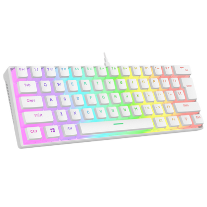 Tastatura Mecanica de Gaming Rampage RADIANT K11, Red Switches, 61 Taste, Iluminare RGB, Full Keys Anti-Ghosting, Pudding Keycaps, USB-C, Layout US, Alb