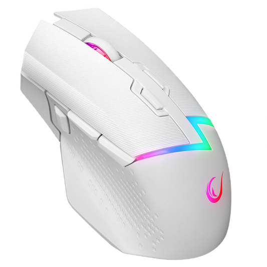 Mouse Gaming Wireless, Rampage DROP M3, Iluminare RGB, 10000 DPI, 10 Butoane, Programabil, 2.4GHz&Wired, USB-C, Alb