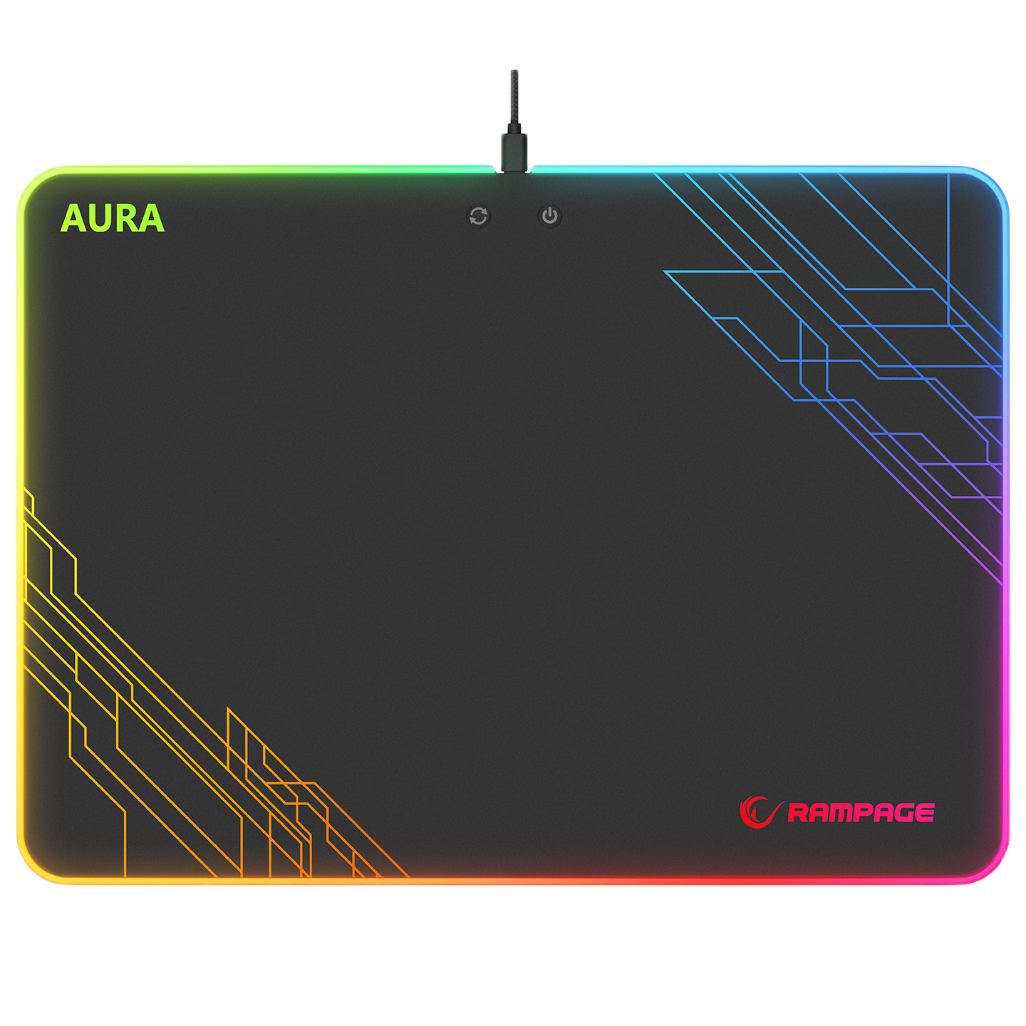 Mousepad Gaming, Rampage MP-13 AURA, Iluminare RGB, 360x260x5mm, Negru