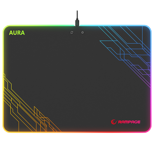 Mousepad Gaming, Rampage MP-13 AURA, Iluminare RGB, 360x260x5mm, Negru