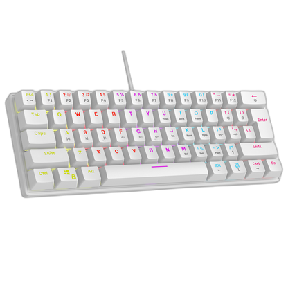 Tastatura Mecanica de Gaming Rampage PLOWER K60, cu suport pentru incheietura mainii,Layout US INTL, Switch blue, Alb