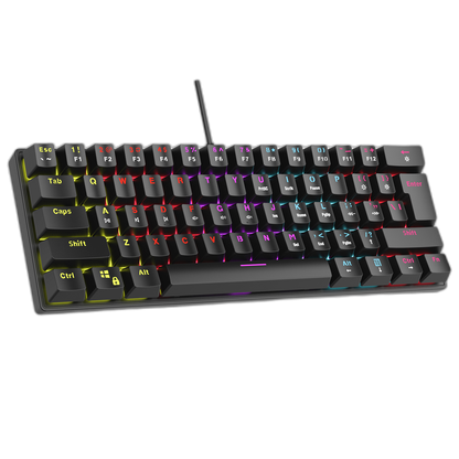 Tastatura Mecanica de Gaming Rampage PLOWER K60, cu suport pentru incheietura mainii,Layout US INTL, Switch blue, Negru