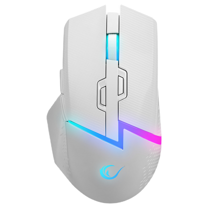 Mouse Gaming Wireless, Rampage DROP M3, Iluminare RGB, 10000 DPI, 10 Butoane, Programabil, 2.4GHz&Wired, USB-C, Alb