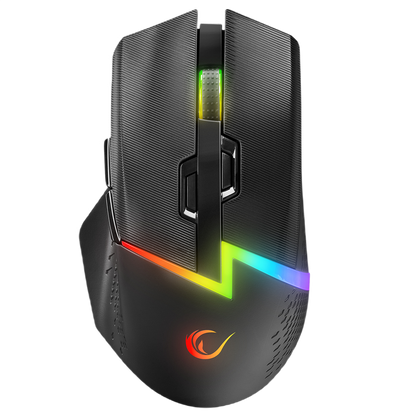 Mouse Gaming Wireless, Rampage DROP M3, Iluminare RGB, 10000 DPI, 10 Butoane, Programabil, 2.4GHz&Wired, USB-C, Negru