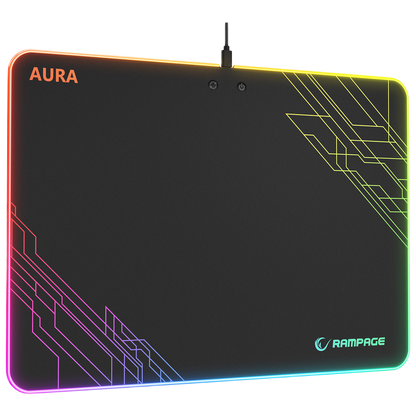 Mousepad Gaming, Rampage MP-13 AURA, Iluminare RGB, 360x260x5mm, Negru