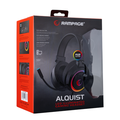 Casti Gaming Rampage SN-R10 ALQUIST, Iluminare RGB, 3.5  mm  Jack&USB, Negru