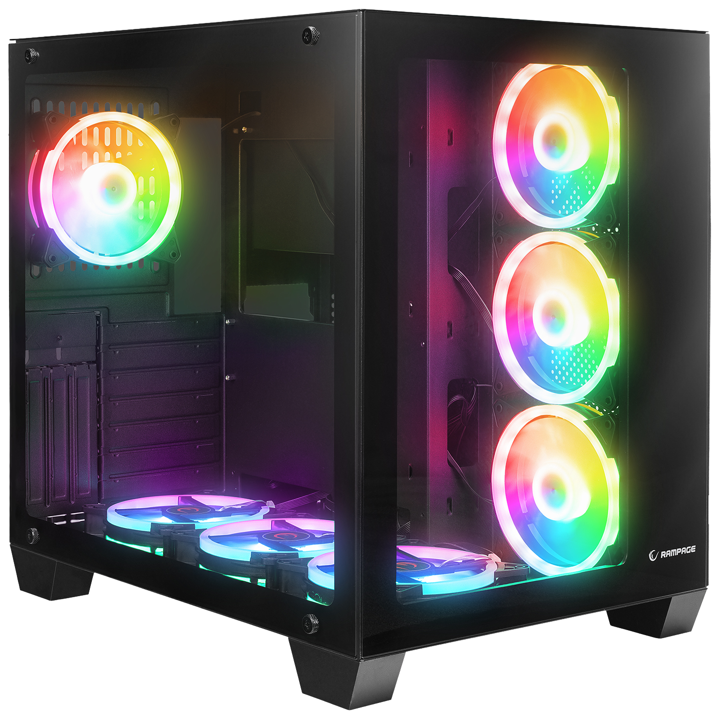 Carcasa Rampage ICEWAVE, Mid-Tower, Tempered Glass, ATX, Fara Sursa, ARGB, Negru