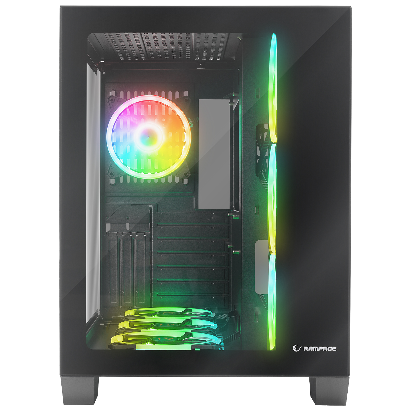 Carcasa Rampage ICEWAVE, Mid-Tower, Tempered Glass, ATX, Fara Sursa, ARGB, Negru