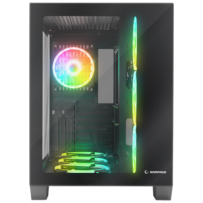 Carcasa Rampage ICEWAVE, Mid-Tower, Tempered Glass, ATX, Fara Sursa, ARGB, Negru