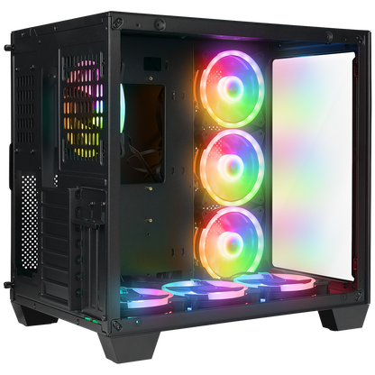 Carcasa Rampage ICEWAVE, Mid-Tower, Tempered Glass, ATX, Fara Sursa, ARGB, Negru