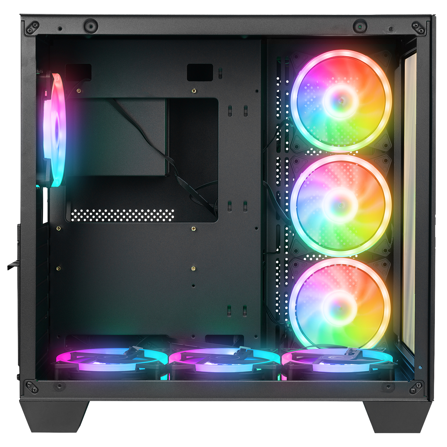 Carcasa Rampage ICEWAVE, Mid-Tower, Tempered Glass, ATX, Fara Sursa, ARGB, Negru