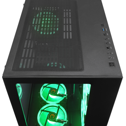 Carcasa Rampage ICEWAVE, Mid-Tower, Tempered Glass, ATX, Fara Sursa, ARGB, Negru