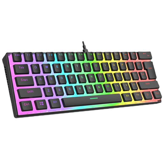 Tastatura Mecanica de Gaming Rampage RADIANT K11, Red Switches, 61 Taste, Iluminare RGB, Full Keys Anti-Ghosting, Pudding Keycaps, USB-C, Layout US, Negru