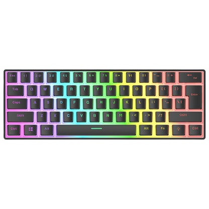 Tastatura Mecanica de Gaming Rampage RADIANT K11, Red Switches, 61 Taste, Iluminare RGB, Full Keys Anti-Ghosting, Pudding Keycaps, USB-C, Layout US, Negru