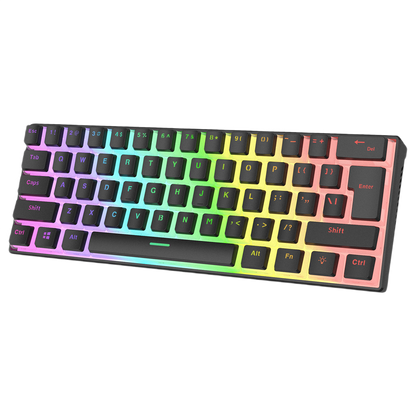 Tastatura Mecanica de Gaming Rampage RADIANT K11, Red Switches, 61 Taste, Iluminare RGB, Full Keys Anti-Ghosting, Pudding Keycaps, USB-C, Layout US, Negru