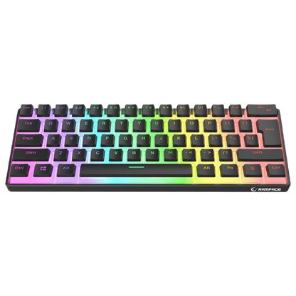 Tastatura Mecanica de Gaming Rampage RADIANT K11, Red Switches, 61 Taste, Iluminare RGB, Full Keys Anti-Ghosting, Pudding Keycaps, USB-C, Layout US, Negru