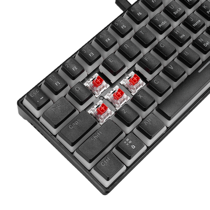 Tastatura Mecanica de Gaming Rampage RADIANT K11, Red Switches, 61 Taste, Iluminare RGB, Full Keys Anti-Ghosting, Pudding Keycaps, USB-C, Layout US, Negru