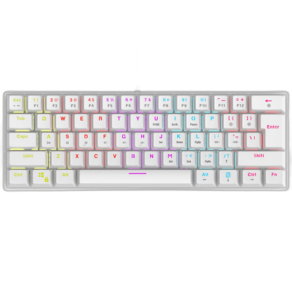 Tastatura Mecanica de Gaming Rampage PLOWER K60, cu suport pentru incheietura mainii,Layout US INTL, Switch blue, Alb