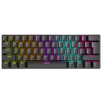 Tastatura Mecanica de Gaming Rampage PLOWER K60, cu suport pentru incheietura mainii,Layout US INTL, Switch blue, Negru