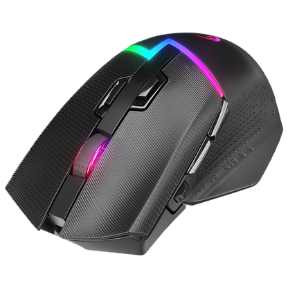 Mouse Gaming Wireless, Rampage DROP M3, Iluminare RGB, 10000 DPI, 10 Butoane, Programabil, 2.4GHz&Wired, USB-C, Negru