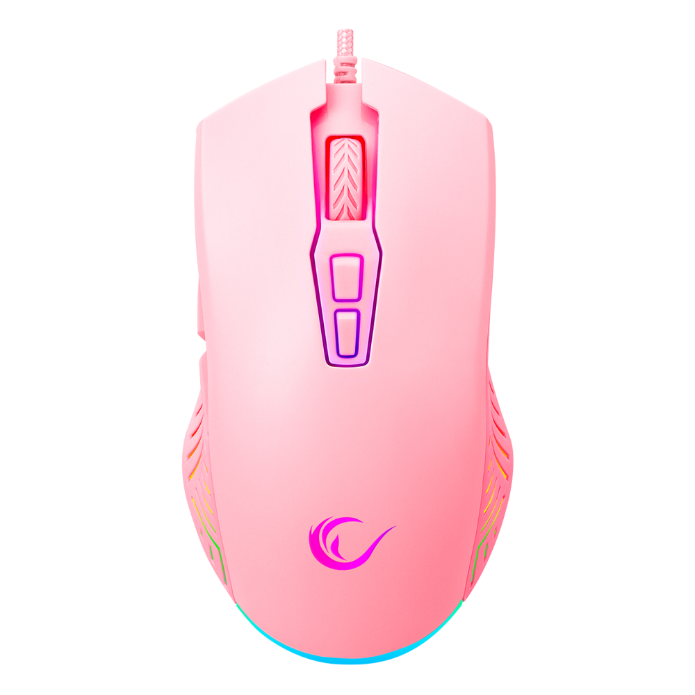 Mouse gaming Rampage SMX-G68 SPEAR, Iluminare RGB, 7200 DPI, 7 Butoane, Programabil, Pink