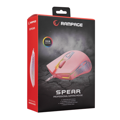 Mouse gaming Rampage SMX-G68 SPEAR, Iluminare RGB, 7200 DPI, 7 Butoane, Programabil, Pink