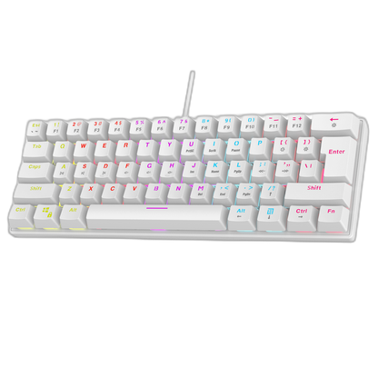 Tastatura Mecanica de Gaming Rampage PLOWER K60, cu suport pentru incheietura mainii,Layout US INTL, Switch blue, Alb