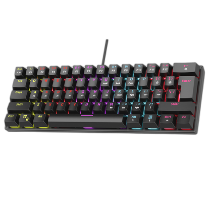 Tastatura Mecanica de Gaming Rampage PLOWER K60, cu suport pentru incheietura mainii,Layout US INTL, Switch blue, Negru