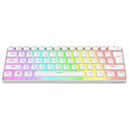 Tastatura Mecanica de Gaming Rampage RADIANT K11, Red Switches, 61 Taste, Iluminare RGB, Full Keys Anti-Ghosting, Pudding Keycaps, USB-C, Layout US, Alb