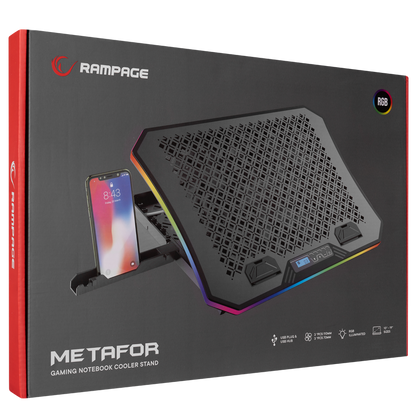 Cooler Laptop AD-RC34 METAFOR, 6 ventilatoare, Iluminare RGB,10-19, Negru