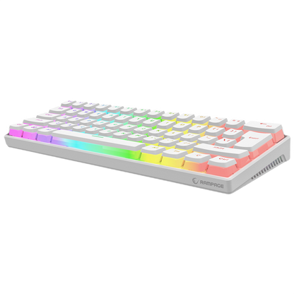 Tastatura Mecanica de Gaming Rampage RADIANT K11, Red Switches, 61 Taste, Iluminare RGB, Full Keys Anti-Ghosting, Pudding Keycaps, USB-C, Layout US, Alb