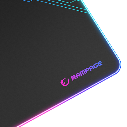 Mousepad Gaming, Rampage MP-13 AURA, Iluminare RGB, 360x260x5mm, Negru