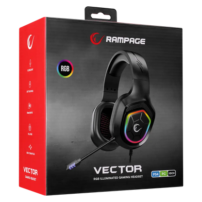 Casti Gaming Rampage RM-K90 VECTOR, Iluminare RGB, 3.5 mm Jack&USB, Negru