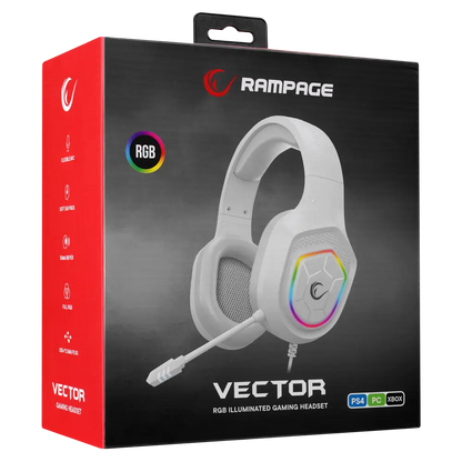 Casti Gaming Rampage RM-K90 VECTOR, Iluminare RGB, 3.5 mm Jack&USB, Alb