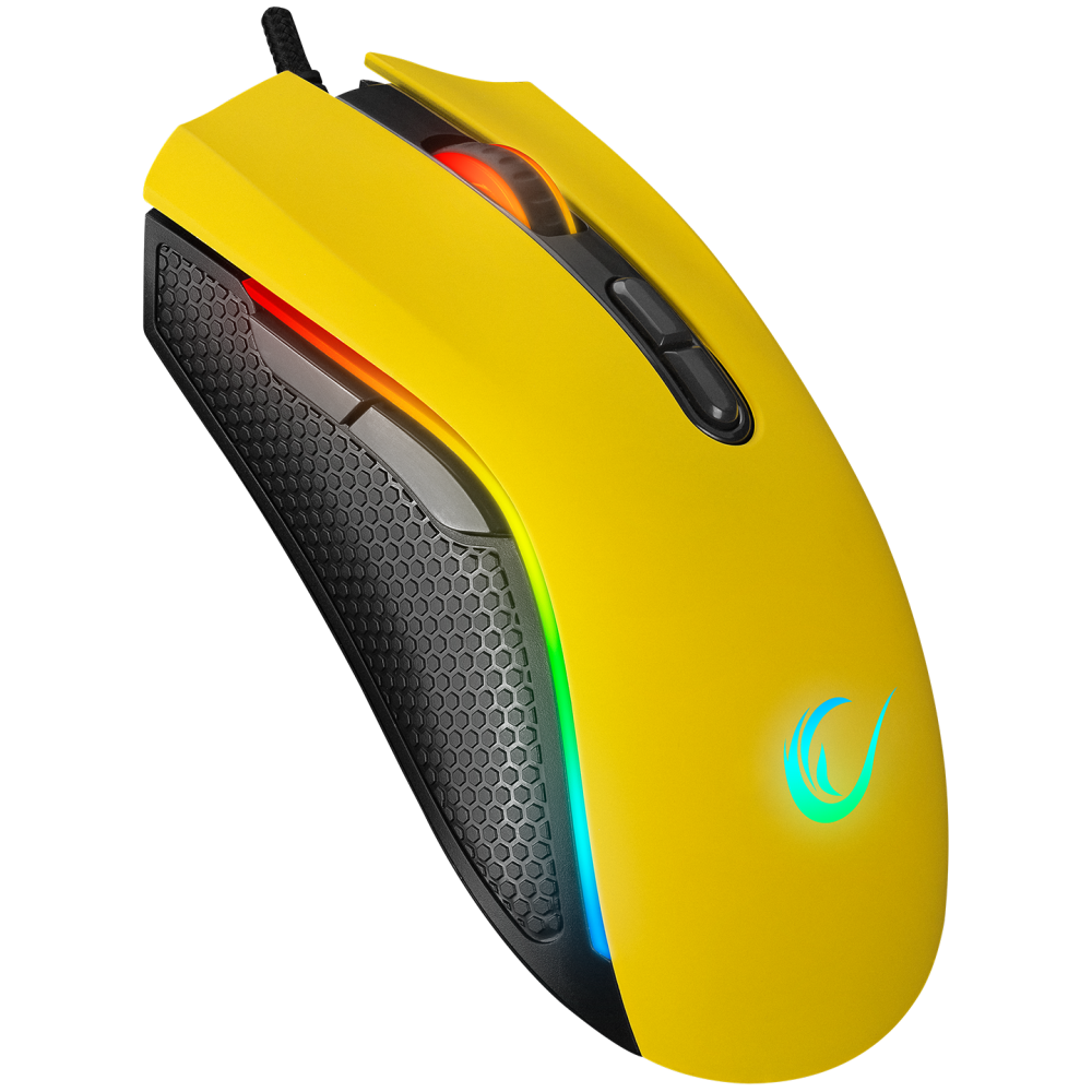 Mouse gaming Rampage SMX-R44, Iluminare RGB, 6400 DPI, 7 Butoane, Programabil, Galben