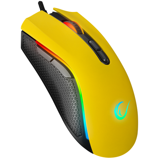 Mouse gaming Rampage SMX-R44, Iluminare RGB, 6400 DPI, 7 Butoane, Programabil, Galben