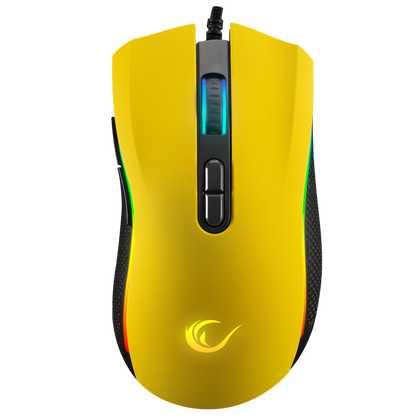 Mouse gaming Rampage SMX-R44, Iluminare RGB, 6400 DPI, 7 Butoane, Programabil, Galben