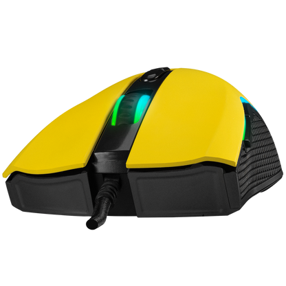 Mouse gaming Rampage SMX-R44, Iluminare RGB, 6400 DPI, 7 Butoane, Programabil, Galben