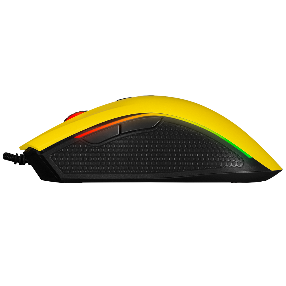 Mouse gaming Rampage SMX-R44, Iluminare RGB, 6400 DPI, 7 Butoane, Programabil, Galben