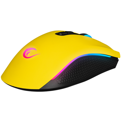 Mouse gaming Rampage SMX-R44, Iluminare RGB, 6400 DPI, 7 Butoane, Programabil, Galben