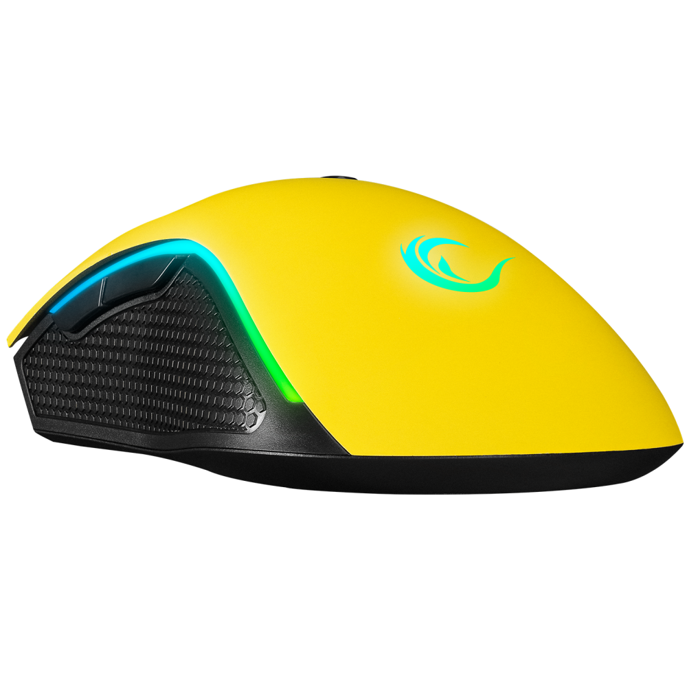 Mouse gaming Rampage SMX-R44, Iluminare RGB, 6400 DPI, 7 Butoane, Programabil, Galben