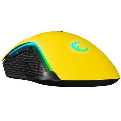 Mouse gaming Rampage SMX-R44, Iluminare RGB, 6400 DPI, 7 Butoane, Programabil, Galben