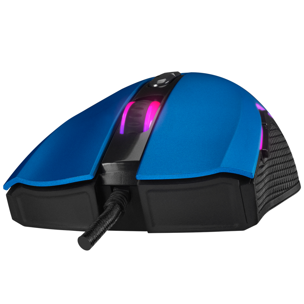 Mouse gaming Rampage SMX-R44, Iluminare RGB, 6400 DPI, 7 Butoane, Programabil, Albastru