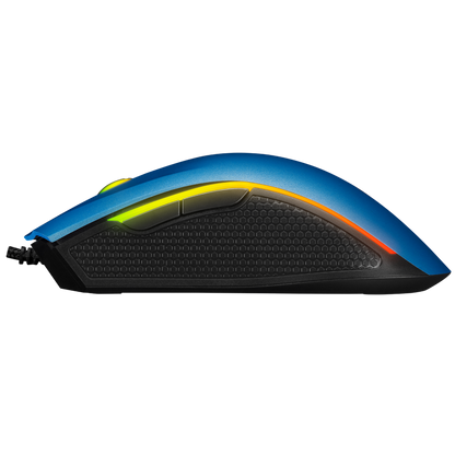 Mouse gaming Rampage SMX-R44, Iluminare RGB, 6400 DPI, 7 Butoane, Programabil, Albastru