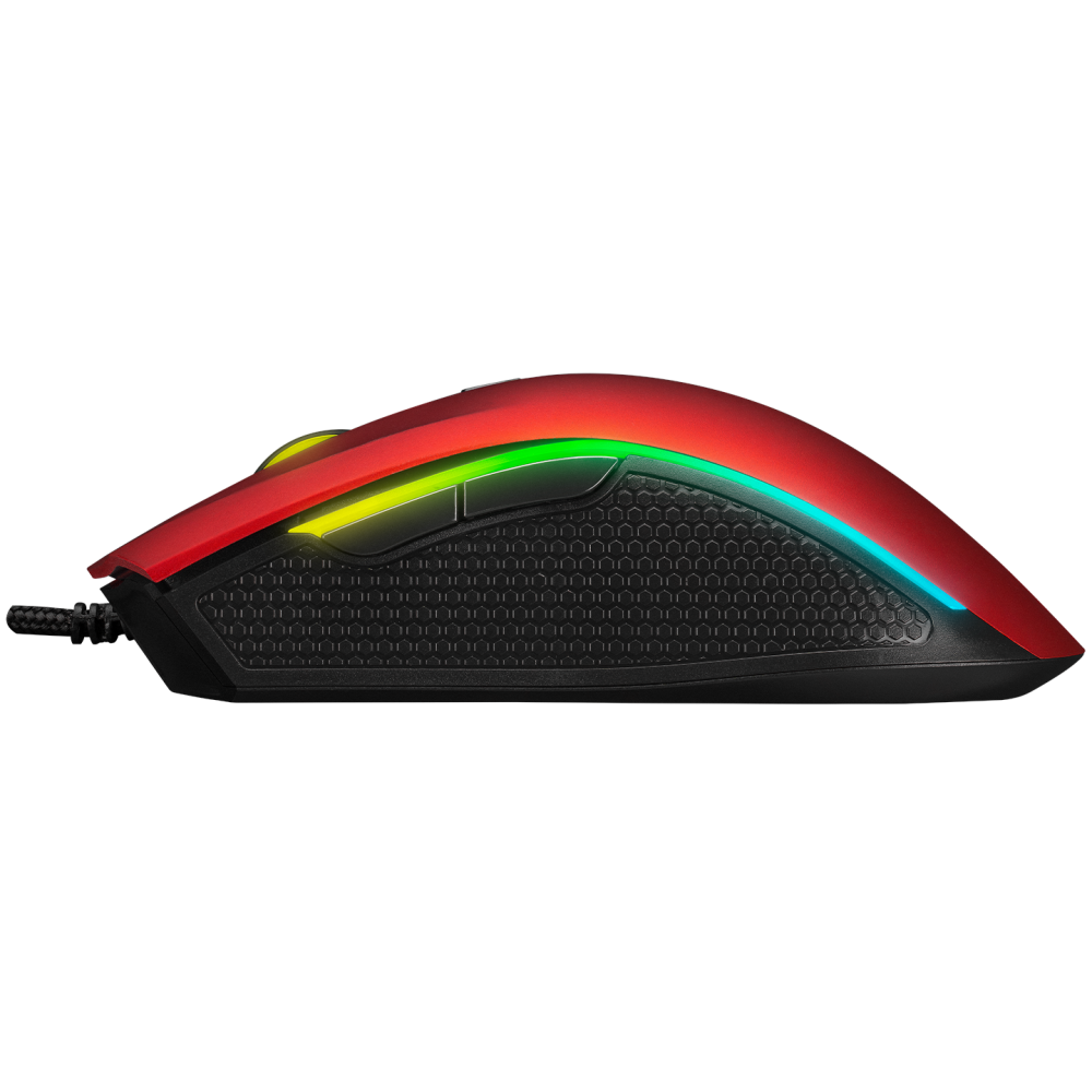 Mouse gaming Rampage SMX-R44, Iluminare RGB, 6400 DPI, 7 Butoane, Programabil, Roșu